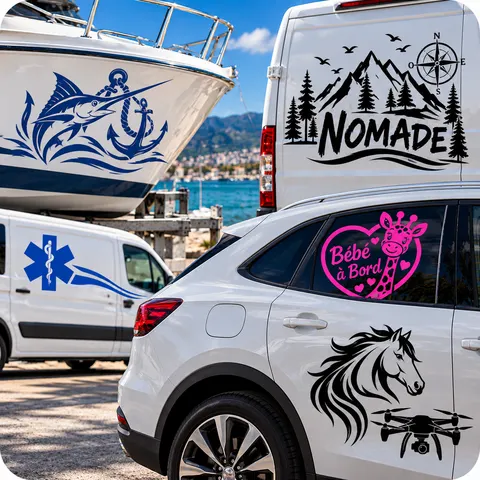 Stickers et décorations adhésives pour véhicules