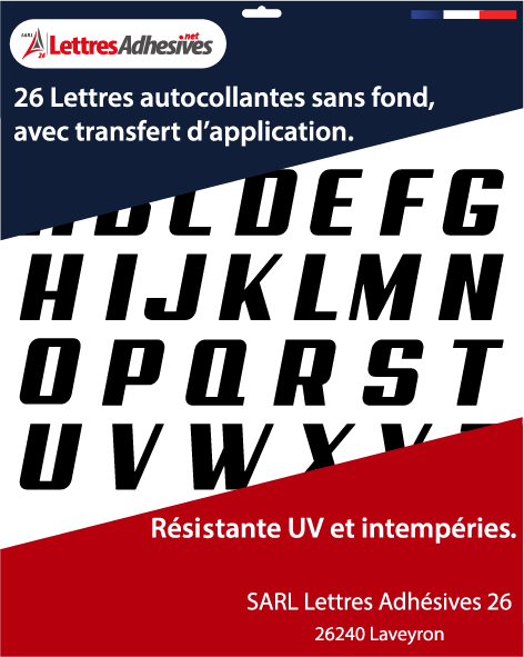 Lettre adhésive au détail - vinyle Aero découpé à l’unité