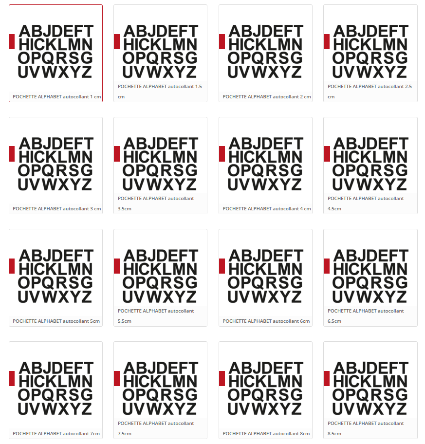 lettre et chiffre autocollant