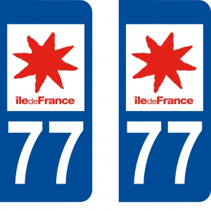 Autocollants plaque immatriculation 77