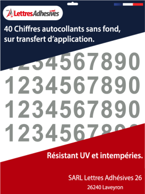 Chiffres autocollants couleur gris - image 0