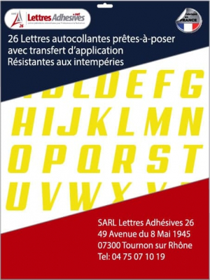 lettres adhésives couleur jaune