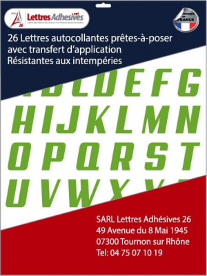 lettres adhésives couleur vert pomme