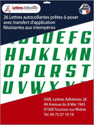 lettres adhésives couleur verte