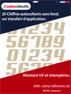 Chiffres adhésifs couleur beige - image 0