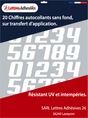 Chiffres adhésifs couleur blanc - image 0
