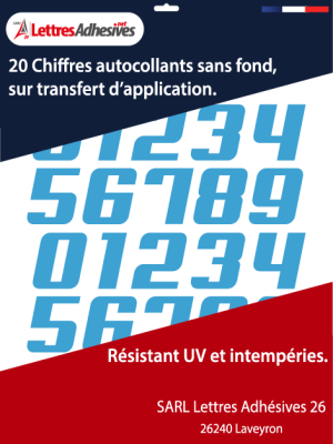 Chiffres adhésifs couleur bleu ciel - image 0