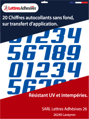 Chiffres adhésifs couleur bleu - image 0