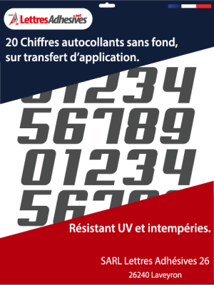 Chiffres adhésifs couleur gris foncé - image 0