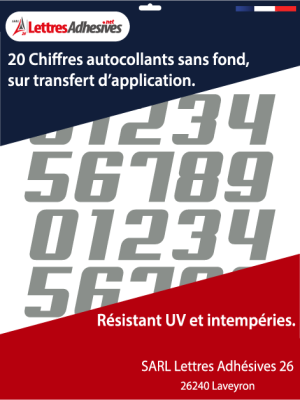 Chiffres adhésifs couleur gris - image 0