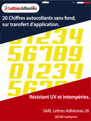 Chiffres adhésifs couleur jaune - image 0