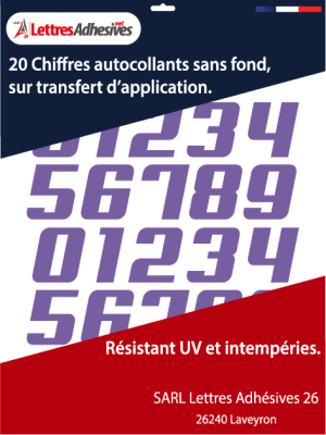 Chiffres adhésifs couleur lavande - image 0