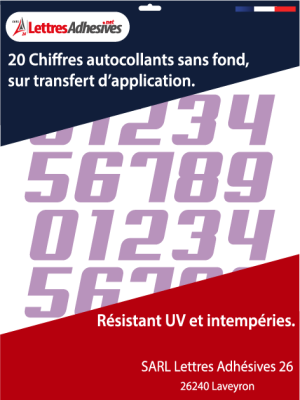 Chiffres adhésifs couleur lilas - image 0