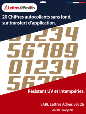 Chiffres adhésifs couleur marron clair - image 0