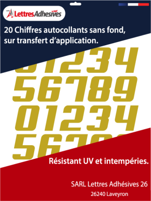 Chiffres adhésifs couleur or métal - image 0