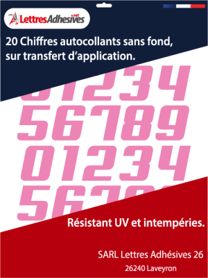 Chiffres adhésifs couleur rose bonbon - image 0