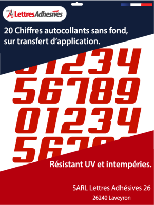 Chiffres adhésifs couleur rouge - image 0