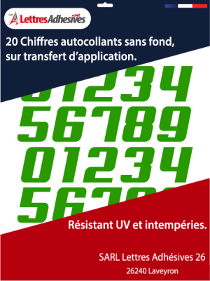 Chiffres adhésifs couleur vert clair - image 0