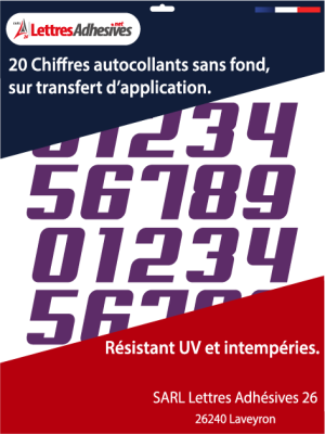 Chiffres adhésifs couleur violet - image 0
