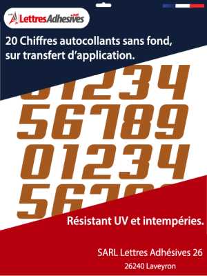 Chiffres adhésifs couleur marron noisette - image 0