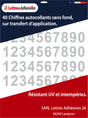 Chiffre autocollant - Couleur argent métal - image 0