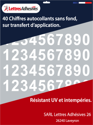 Chiffre autocollant blanc - Sans fond - image 0