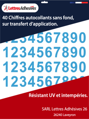 Chiffre autocollant - Couleur bleu ciel - image 0