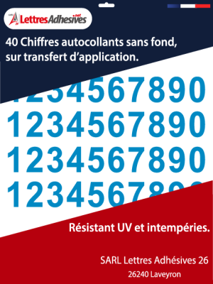 Chiffre autocollant - Couleur bleu clair - image 0