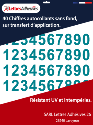 Chiffre autocollant - Couleur bleu turquoise - image 0