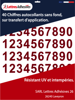 Chiffre autocollant bordeaux - Marquage élégant et résistant - image 0