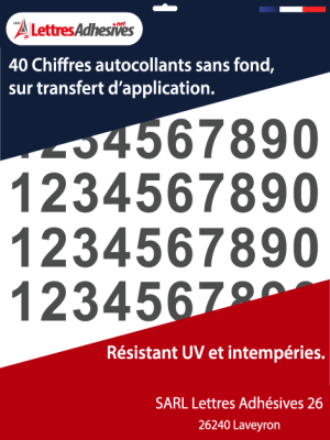Chiffre autocollant - Couleur gris foncé - image 0
