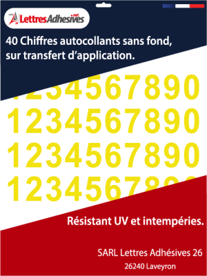 Chiffre autocollant - Couleur jaune - image 0