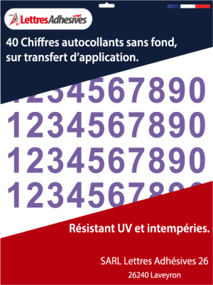 Chiffre autocollant - Couleur lavande - image 0