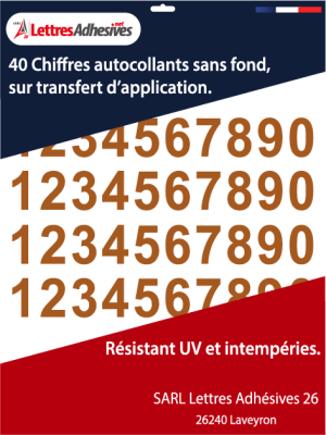 Chiffre autocollant marron noisette - Pour une signalétique naturelle et élégante - image 0
