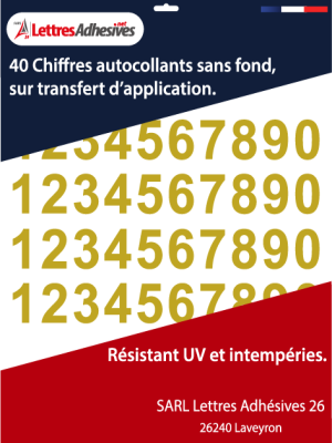 Chiffre autocollant couleur or métal - Pour une signalétique chic et brillante - image 0