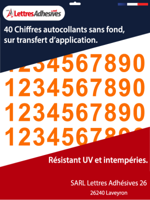 Chiffre autocollant - Couleur orange - image 0