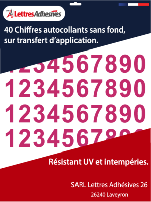 Chiffre autocollant - Couleur rose cyclamen - image 0