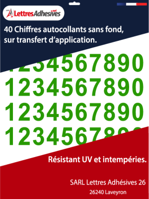 Chiffre autocollant - Couleur vert clair - image 0