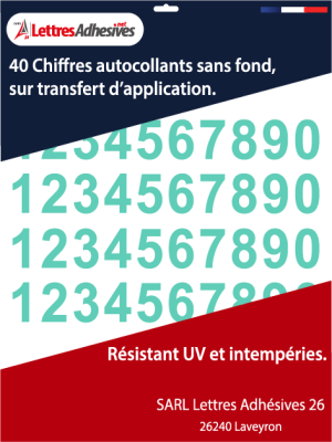 Chiffre autocollant - Couleur vert menthe - image 0