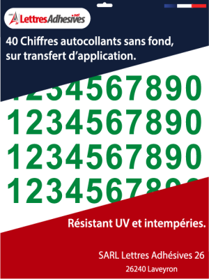 Chiffre autocollant - Couleur vert - image 0