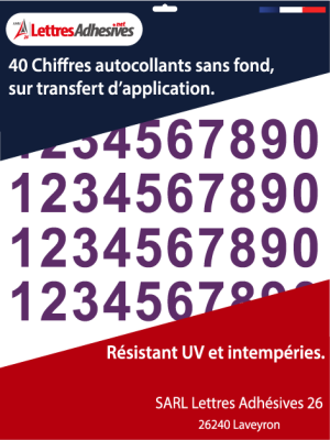 Chiffre autocollant couleur violet - Élégance et originalité pour votre signalétique - image 0