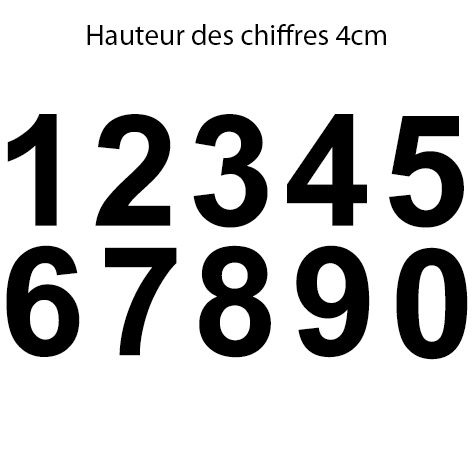 Chiffres adhésifs hauteur 4 cm