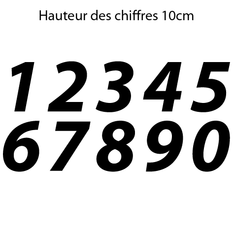 Stickers chiffres - Modèle chiffres adhésifs italiques hauteur 10 cm