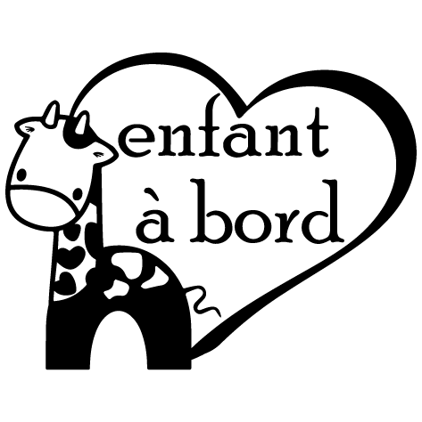 Enfant à bord - cœur girafe