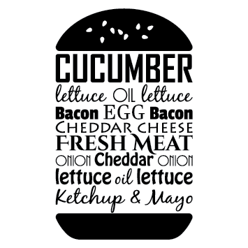 Sticker design burger lettres