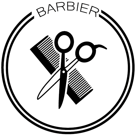 Sticker rond barbier ciseaux