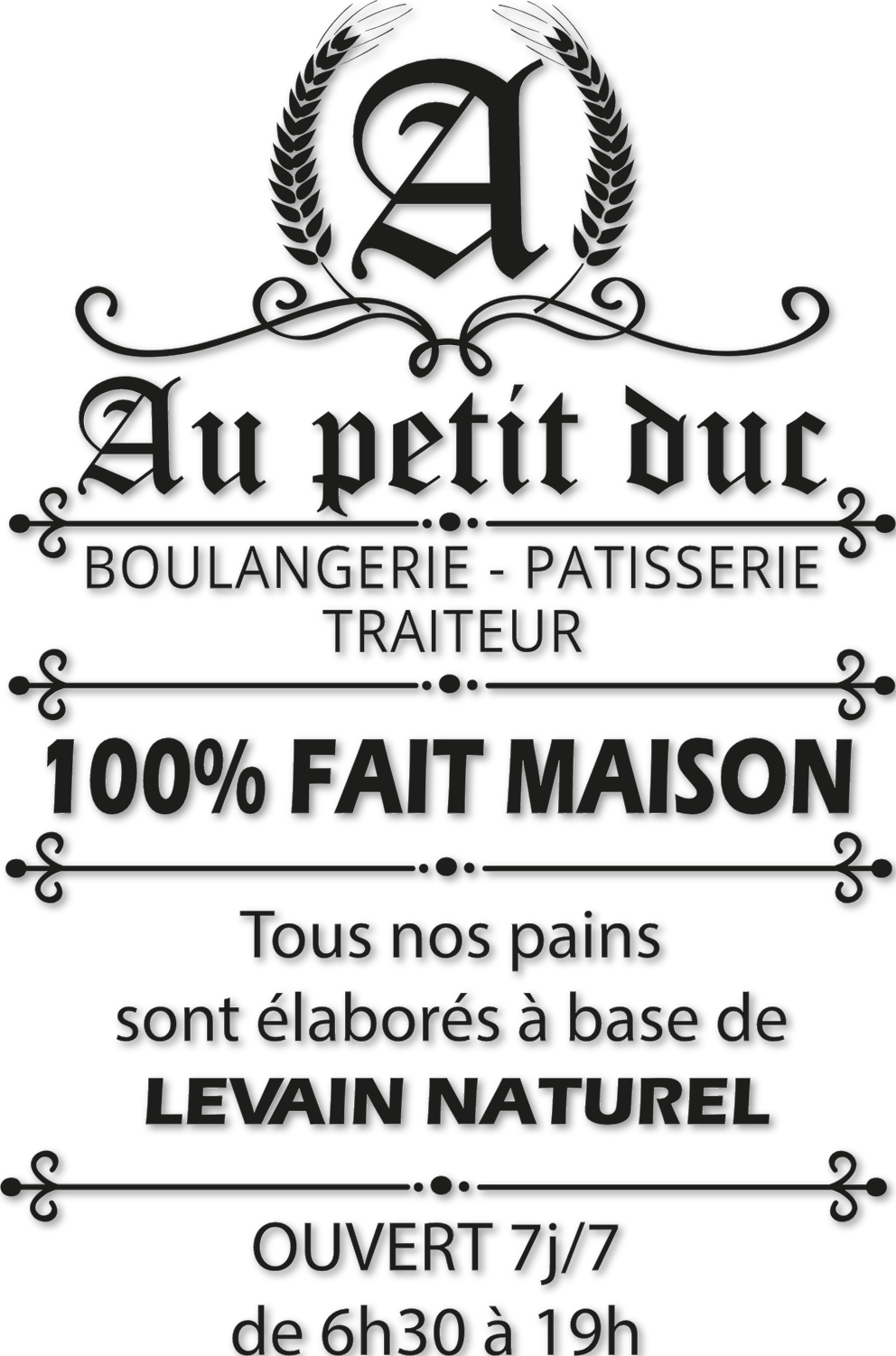 Adhésif horaires vitrine Au Petit Duc