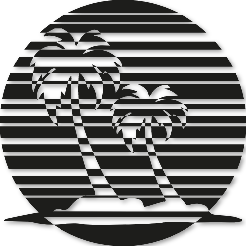 Autocollant palmier soleil