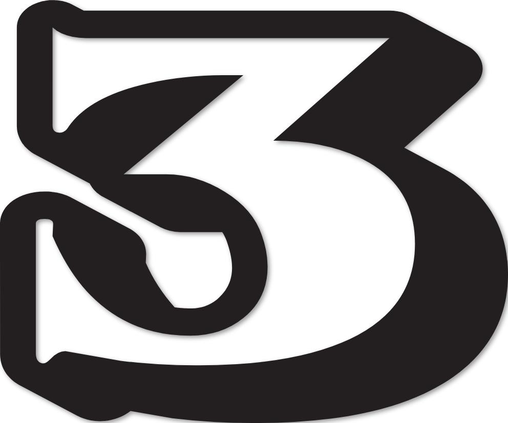 Chiffre 3 aspect 3D autocollant en vinyle