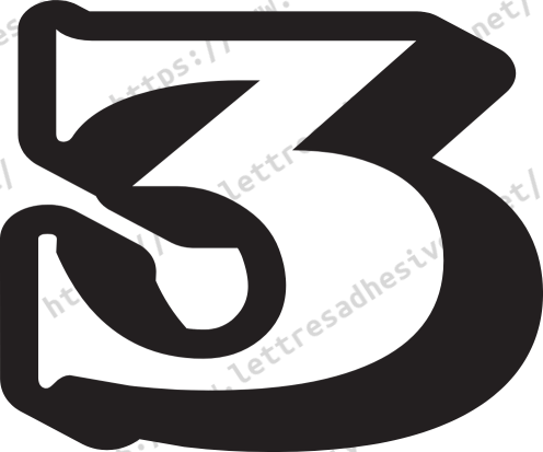 Chiffre 3 aspect 3D autocollant personnalisable